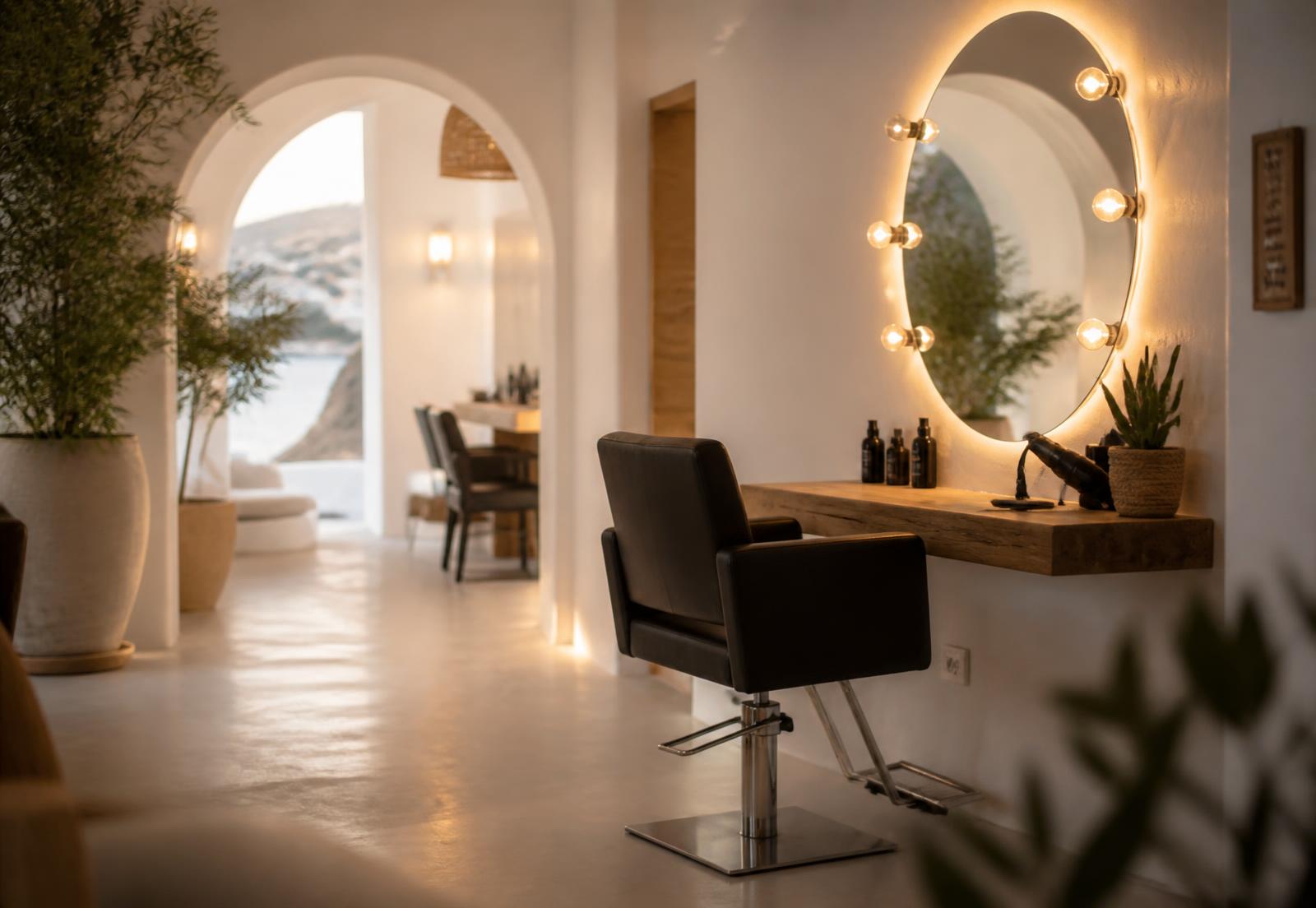Interior of Katerina Hair Salon in Archangelos, Rhodes